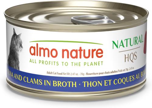 HQS Natural Tuna & Clams in Broth Grain-Free Canned Cat Food, 2.47-oz, case of 24