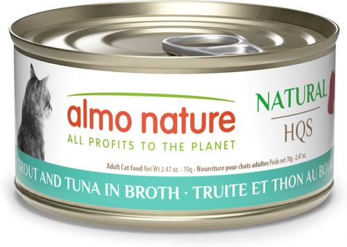 HQS Natural Trout & Tuna in Broth Grain-Free Canned Cat Food, 2.47-oz, case of 24