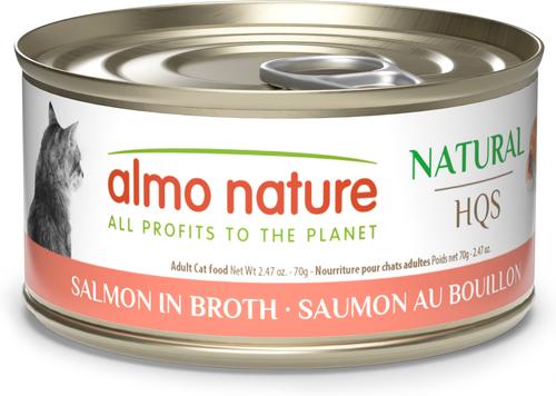 HQS Natural Salmon in Broth Grain-Free Canned Cat Food, 2.47-oz, case of 24