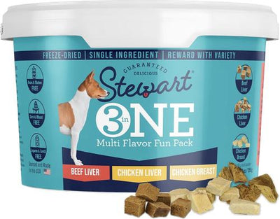 3 in 1 Multi Flavor Fun Pack Beef Liver, Chicken Liver & Chicken Breast Freeze-Dried Dog Treats, 9-oz tub