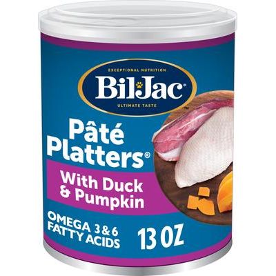 Platos de paté con pato y calabaza, comida enlatada para perros, 13 oz, caja de 12