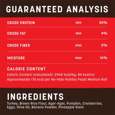 Rollitos masticables para perros con receta de pavo para fiestas de temporada No-Hide, 1 unidad, tamaño mediano