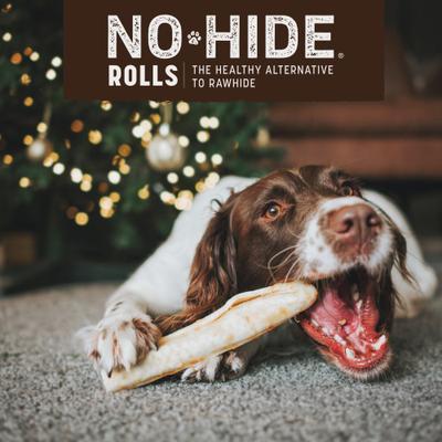 Rollitos masticables para perros con receta de pavo para fiestas de temporada No-Hide, 1 unidad, tamaño mediano