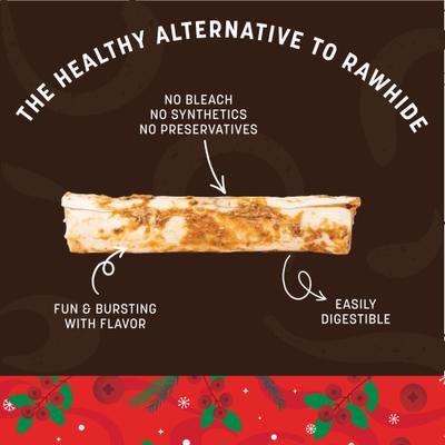 Rollitos masticables para perros con receta de pavo para fiestas de temporada No-Hide, 1 unidad, tamaño mediano