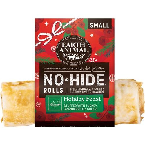 Rollitos masticables para perros con receta de pavo para fiestas de temporada No-Hide, 1 unidad, tamaño mediano