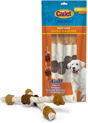 Gourmet Beef Hide Shish Kabobs Chicken & Sweet Potato Flavor Extra Large Dog Chews, 15 count