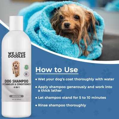 4-in-1 Dog Shampoo, Unscented, 16-fl oz bottle