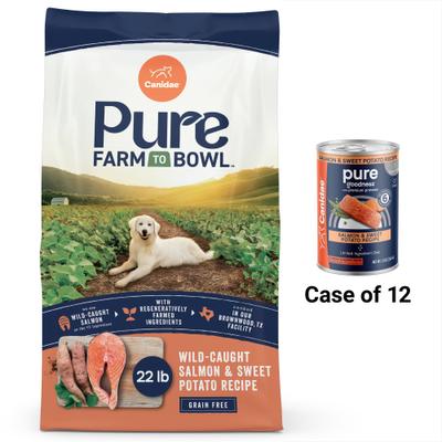 Bundle: CANIDAE PURE Limited Ingredient Salmon & Sweet Potato Dry Food + Salmon & Sweet Potato Canned Dog Food