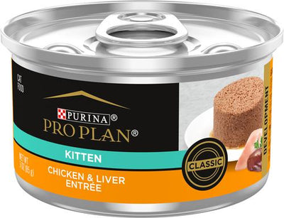 Kitten Classic Chicken & Liver Entree Canned Cat Food, 3-oz, case of 24