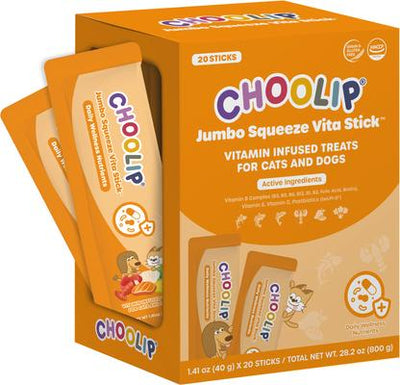 Jumbo Squeeze Vita Stick Grab n Go - Golosinas para lamer sin cereales para perros y gatos, mariscos y pescado, caja de 28.2 oz, 20 unidades