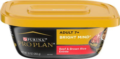 Bright Mind Senior Adult 7+ Beef & Brown Rice Entree Wet Dog Food, 10-oz tub, case of 8
