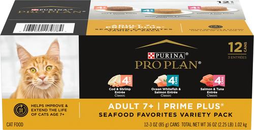 Prime Plus Adult 7+ Salmon & Tuna Entree Classic Canned Cat Food, 3-oz can, case of 24