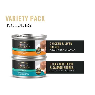 Grain-Free Chicken & Liver & Ocean Whitefish & Salmon Variety Pack Wet Kitten Food, 3-oz can, case of 24