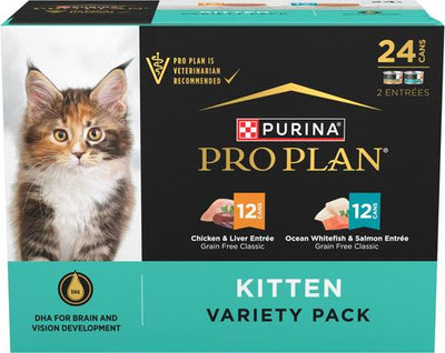 Grain-Free Chicken & Liver & Ocean Whitefish & Salmon Variety Pack Wet Kitten Food, 3-oz can, case of 24