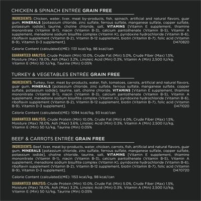 Complete Essentials Grain-Free Chicken, Turkey & Beef Variety Pack Comida húmeda para gatos, lata de 3 oz, caja de 24