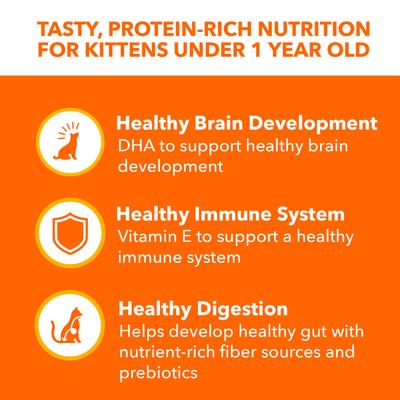 Bundle: Iams ProActive Health Kitten Dry Food + Perfect Portions Healthy Kitten Chicken Recipe Pate Grain-Free Cat Food Trays