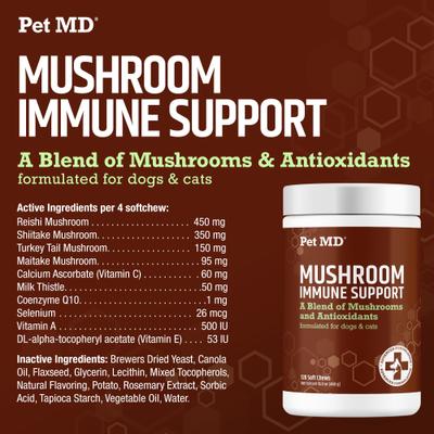 Mushroom Immune Support Chews for Cats & Dogs, 120 count