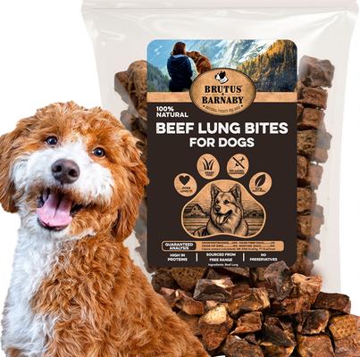 Single-Ingredient High Protein Beef Lung Bites Dehydrated Dog Treats, 8-oz bag
