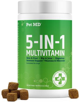 Masticable suave multivitamínico 5 en 1 para perros, 60 unidades