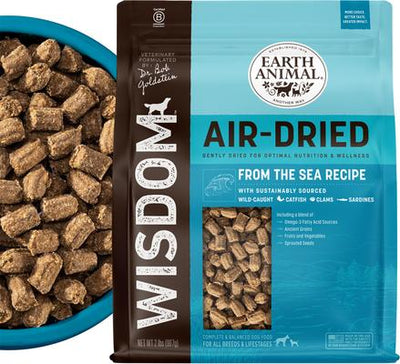 Bundle: Earth Animal Wisdom Air-Dried From the Sea Recipe Premium Natural Dog Food, 2-lb bag + From the Land Recipe Premium Natural Air-Dried Dog Food, 2-lb bag