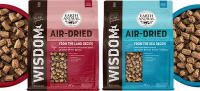 Bundle: Earth Animal Wisdom Air-Dried From the Sea Recipe Premium Natural Dog Food, 2-lb bag + From the Land Recipe Premium Natural Air-Dried Dog Food, 2-lb bag
