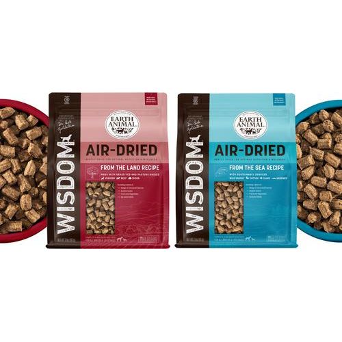 Paquete: Alimento natural premium para perros Earth Animal Wisdom, secado al aire, receta del mar, bolsa de 2 lb + Alimento natural premium para perros From the Land Recipe, secado al aire, bolsa de 2 lb