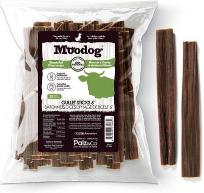 Moodog 6-inch Beef Gullet Sticks Dog Treats, 25 count