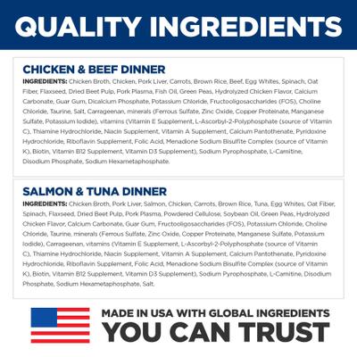 Adult Sensitive Stomach & Sensitive Skin Chicken & Beef, Salmon & Tuna Variety Pack Wet Cat Food, 2.8-oz pouch, 12 count