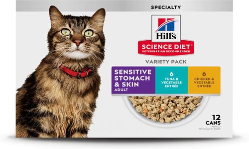 Adult Sensitive Stomach & Sensitive Skin Chicken & Vegetable Entree Wet Cat Food, 2.9-oz can, 24 count