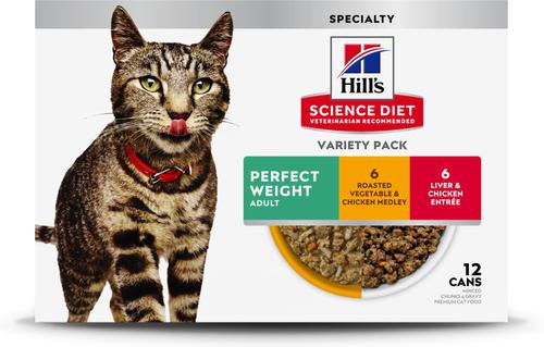Adult Perfect Weight Management Liver & Chicken Entree Wet Cat Food, 2.9-oz can, case of 24