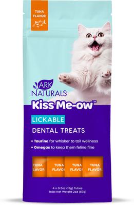 Golosinas dentales para gatos Kiss Me-Ow Tuna Lickable, tubo de 0.5 oz, caja de 4