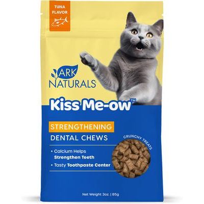Kiss Me-Ow - Masticables dentales fortalecedores de atún para gatos, crujientes premios, bolsa de 85 g