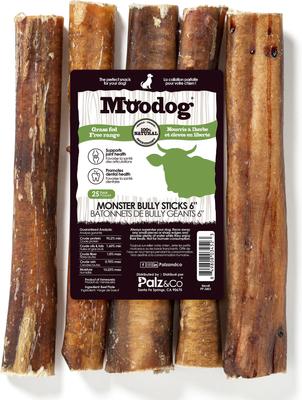 Moodog 6-inch Beef Monster Bully Sticks Dog Treats, 25 count