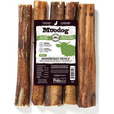Palitos de carne de res Monster Bully Sticks de Moodog de 6 pulgadas, 25 unidades