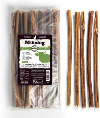 Palitos de Bully Sticks de carne de res estándar de 12 pulgadas para perros de Moodog, 25 unidades