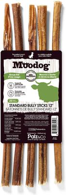 Palitos de Bully Sticks de carne de res estándar de 12 pulgadas para perros de Moodog, 25 unidades