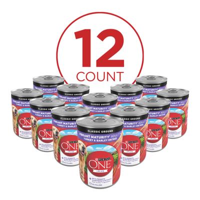 +Plus Adult Classic Ground Vibrant Maturity Senior Adult 7+ Turkey & Barley Entree Canned Dog Food, 13-oz, case of 12