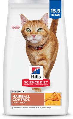 Adult Hairball Control Light Weight Management Dry Cat Food, 15.5-lb bag