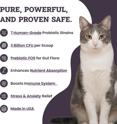 Digestive Probiotic & Prebiotic Blend Powder Supplement for Cats, 3.8-oz jar