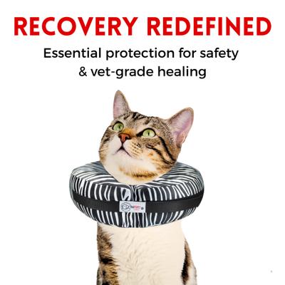 Collar de recuperación para perros y gatos relleno (no inflable), diseño de cebra, tamaño grande