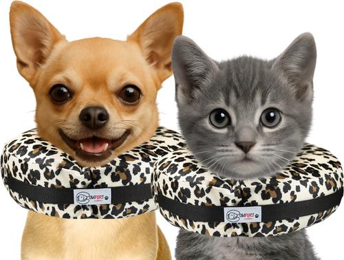 Stuffed Not Inflatable Dog & Cat Recovery Collar, Cheetah, Medium