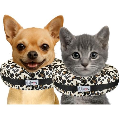 Collar de recuperación para perros y gatos, relleno (no inflable), color guepardo, tamaño mediano
