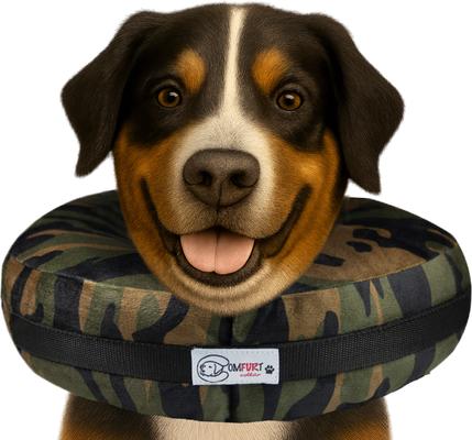 Stuffed Not Inflatable Dog & Cat Recovery Collar, Camo, Small