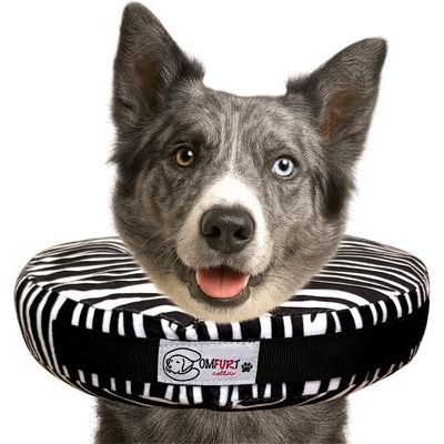 Collar de recuperación para perros y gatos relleno (no inflable), diseño de cebra, tamaño grande