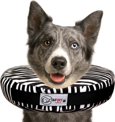 Collar de recuperación para perros y gatos relleno (no inflable), diseño de cebra, tamaño grande