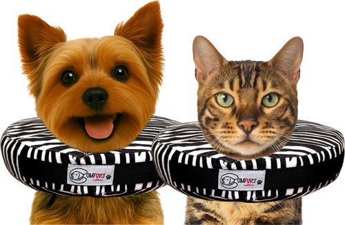 Stuffed Not Inflatable Dog & Cat Recovery Collar, Zebra, Large