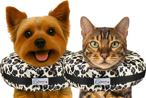 Stuffed Not Inflatable Dog & Cat Recovery Collar, Cheetah, Medium