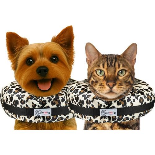 Collar de recuperación para perros y gatos, relleno (no inflable), color guepardo, tamaño mediano