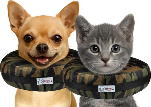 Stuffed Not Inflatable Dog & Cat Recovery Collar, Camo, Small