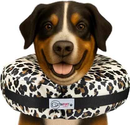 Stuffed Not Inflatable Dog & Cat Recovery Collar, Cheetah, Medium
